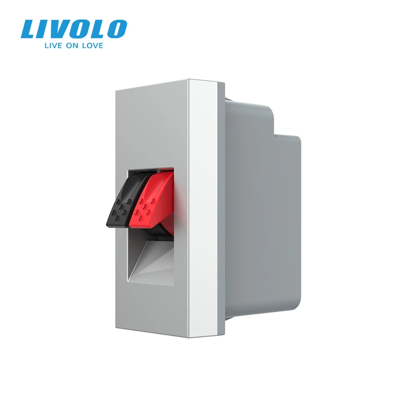 Hi-Fi аудіо розетка LIVOLO (Banana), сіра, для колонок і підсилювачів, модуль 0.5 поста (VL-FCSD-1IPS01)