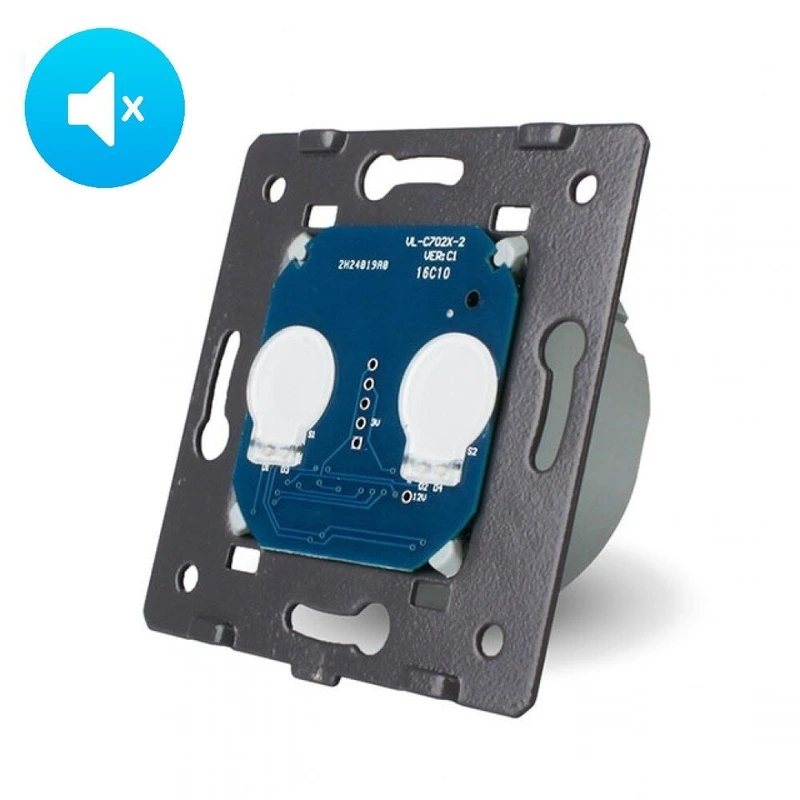 Сенсорний безшумний вимикач LIVOLO 0dB, 2-сенсорний, 5А 230В, без нейтралі (VL-C702Q)