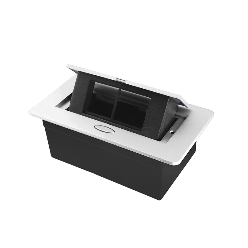 Розетковий люк LIVOLO білий, вбудований у стільницю, меблевий пустий корпус без розеток для наповнення модулями, плавне відкриття, алюміній, 155×118×70 мм, для кухні, офісу чи конференц-залу (M4 matte white)