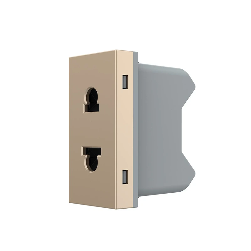 Універсальна розетка LIVOLO 2 в 1, золота, без заземлення, з захисними шторками, модуль 0.5 поста, 16А 250В (VL-FCT25 16A-1AP)