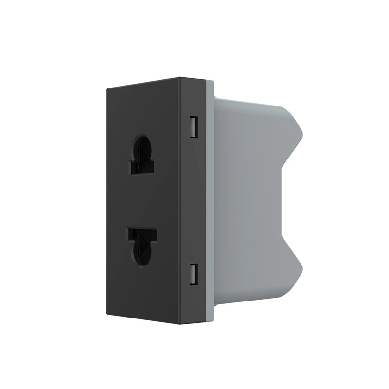 Універсальна розетка LIVOLO 2 в 1, чорна, без заземлення, з захисними шторками, модуль 0.5 поста, 16А 250В (VL-FCT25 16A-1BP)