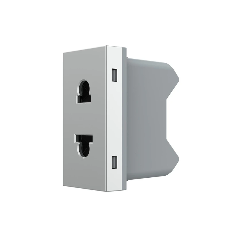 Універсальна розетка LIVOLO 2 в 1, сіра, без заземлення, з захисними шторками, модуль 0.5 поста, 16А 250В (VL-FCT25 16A-1IP)