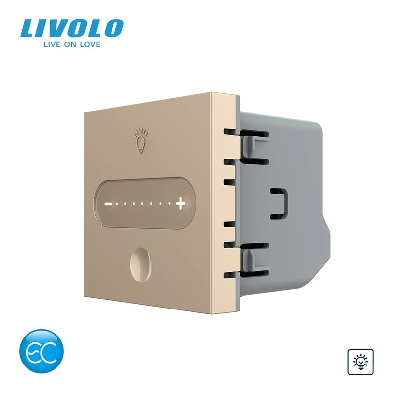 Розумний сенсорний димер LIVOLO, золотий, 2А 230В, без нейтралі, модуль без рамки (VL-FC1DZ2-2AP)