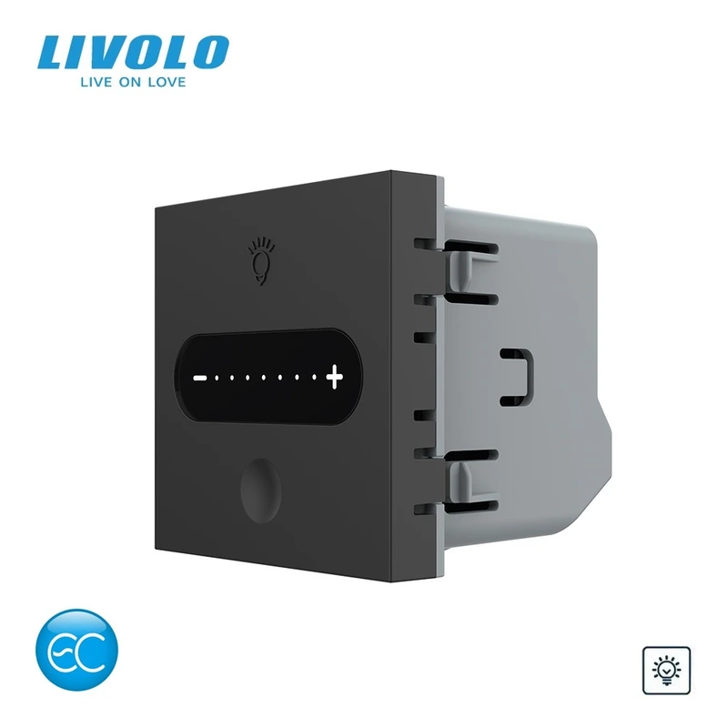 Розумний сенсорний димер LIVOLO, чорний, 2А 230В, без нейтралі, модуль без рамки (VL-FC1DZ2-2BP)