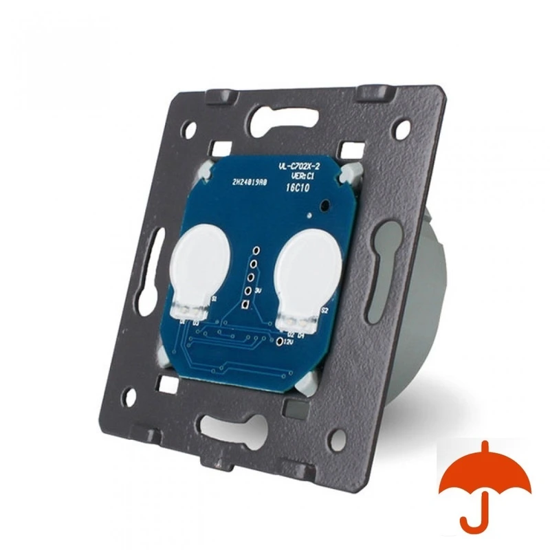 Сенсорний вимикач LIVOLO, 2-сенсорний, з вологозахистом IP44, 5А 230В, без нейтралі (VL-C701IP)