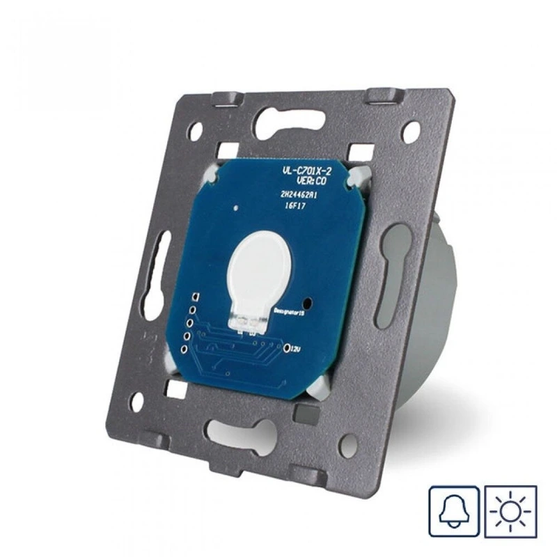 Сенсорна кнопка LIVOLO без фіксації (дзвінковий / імпульсний), 230В з нейтраллю, безпотенційний / сухий контакт (VL-FC1NB-2G)