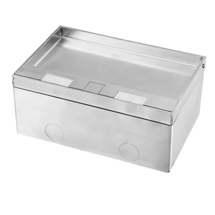 Розетковий люк підлоговий LIVOLO срібний, вбудований невидимий прихованого монтажу, пустий корпус на 3 модулі (без розеток) для наповнення будь-якими розетками, з кришкою, IP54, нержавіюча сталь, розмір 200×130×84 мм (VL-SHSJ53-I)