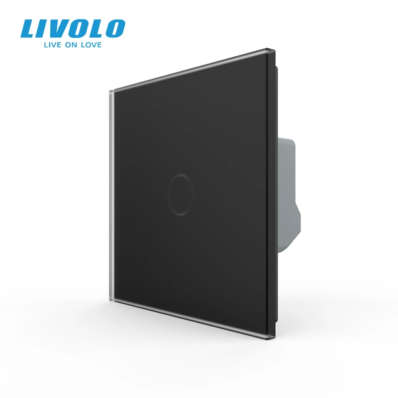 Сенсорний вимикач LIVOLO, чорний матовий скляний, 5А 230В, без нейтралі — Livolo