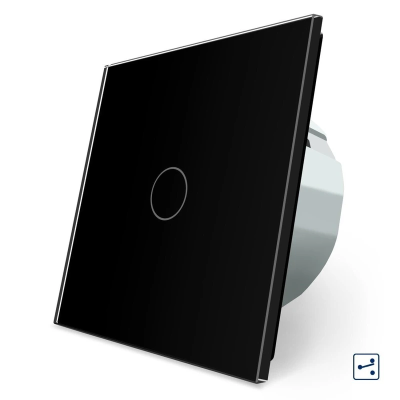 Сенсорний вимикач LIVOLO, чорний скляний, прохідний / перехресний, 5А 230В, без нейтралі (VL-C7FC1S-2BP)