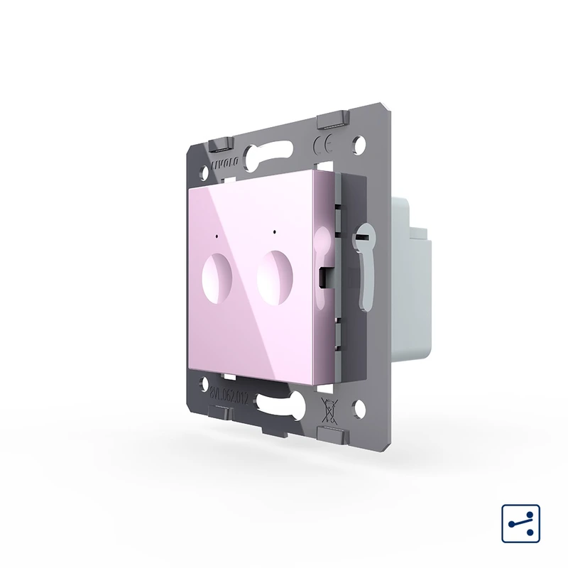 Сенсорний вимикач LIVOLO Sense, 2-сенсорний, рожевий, прохідний / перехресний, 5А 230В, без нейтралі, модуль без рамки (782000417)