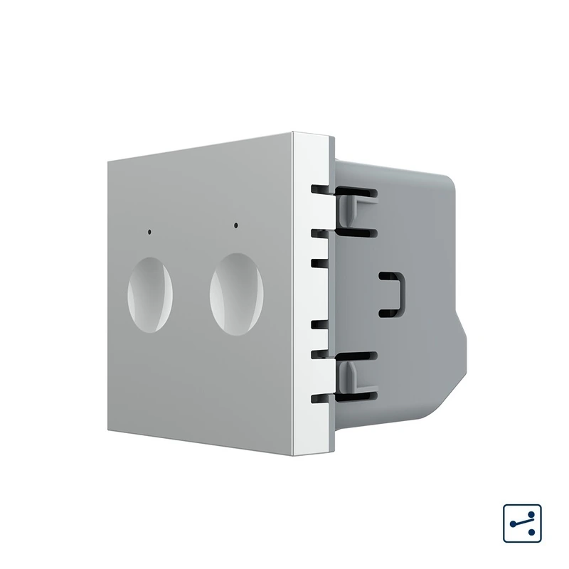 Сенсорний вимикач LIVOLO Sense, 2-сенсорний, сірий, прохідний / перехресний, 5А 230В, без нейтралі, модуль без рамки (VL-FC2S-2IP)