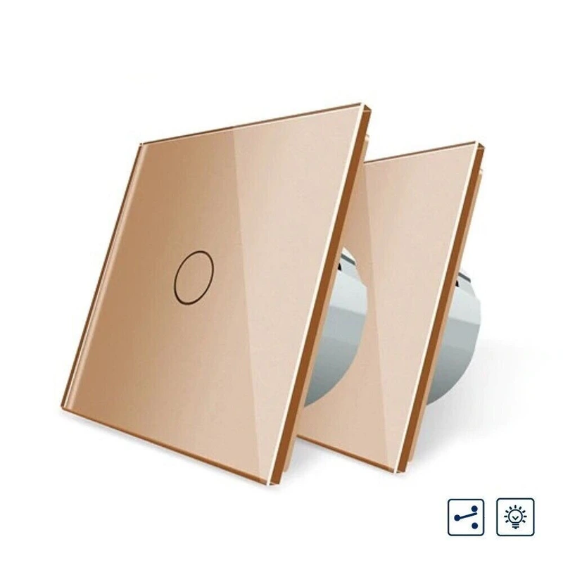 Комплект Сенсорний прохідний/перехресний диммер Livolo золото скло (VL-C701H/C701H/S1B-13)