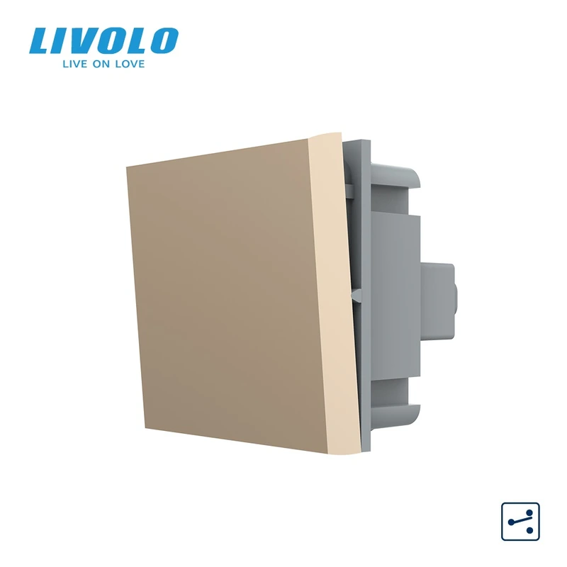 Прохідний вимикач LIVOLO, золотий, модуль без рамки (VL-FCMKS-2AP)