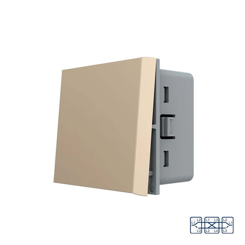 Перехресний (хрестовий) вимикач LIVOLO, золотий, модуль без рамки (VL-FCMM10A-2AP)