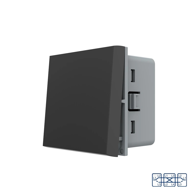 Перехресний (хрестовий) вимикач LIVOLO, чорний, модуль без рамки (VL-FCMM10A-2BP)