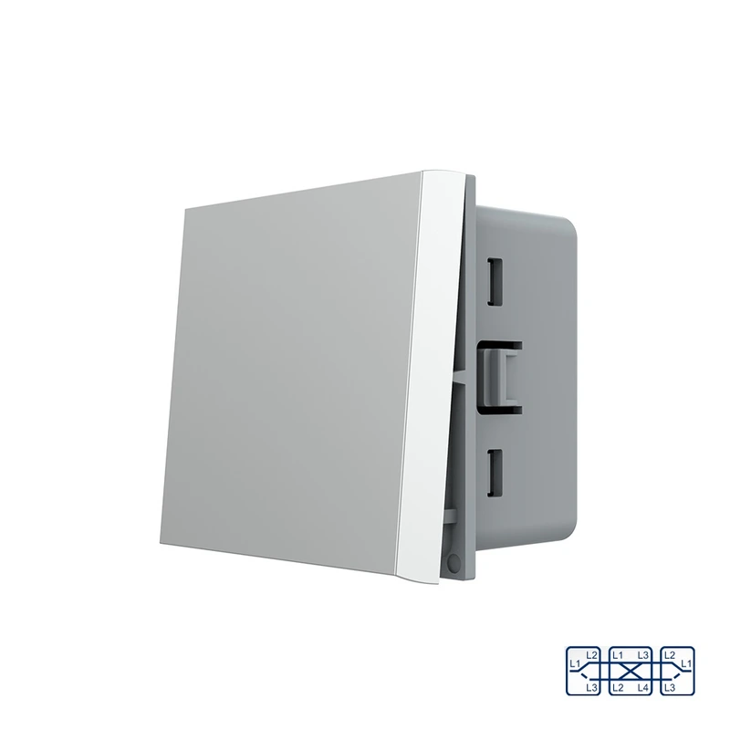 Перехресний (хрестовий) вимикач LIVOLO, сірий, модуль без рамки (VL-FCMM10A-2IP)