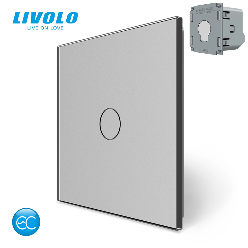 Комплект бездротовий сенсорний вимикач з реле LIVOLO сірий матове скло