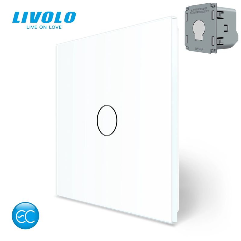 Комплект бездротовий сенсорний вимикач з реле Livolo білий скло (VL-XR007-W/FC1Z2-2G)