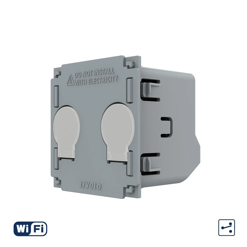 Розумний сенсорний вимикач LIVOLO Wi-Fi, 2-сенсорний, прохідний / перехресний, 5А 230В, з нейтраллю (VL-FC2SNY-2G)