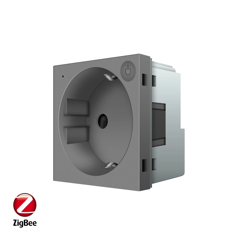 Розумна розетка LIVOLO ZigBee, з заземленням, сіра, 16А 230В, керування через Alexa / Google Home / Home Assistant, модуль (VL-FCTC16AZ-2IP)