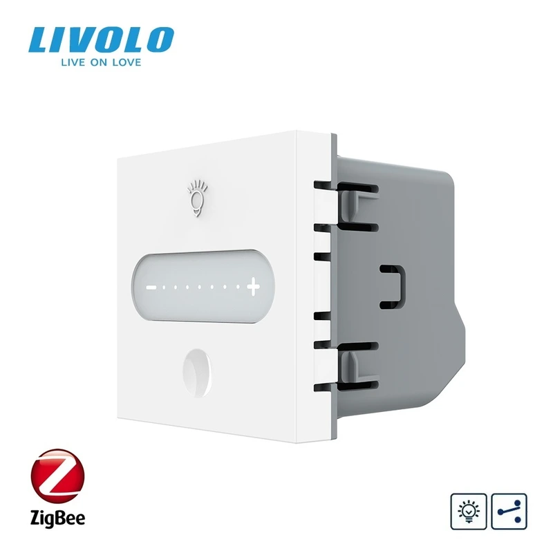 Розумний сенсорний димер LIVOLO, білий, прохідний / перехресний, ZigBee, 2А 230В, без нейтралі, сумісний з Home Assistant, модуль без рамки (VL-FC1SDZ-2WP)