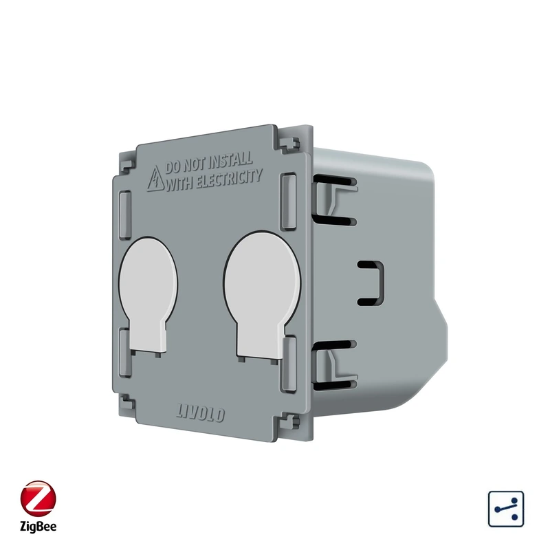 Розумний сенсорний вимикач LIVOLO ZigBee, 2-сенсорний, прохідний / перехресний, 5А 230В, без нейтралі, сумісний з Home Assistant (VL-FC2SZ-2G)
