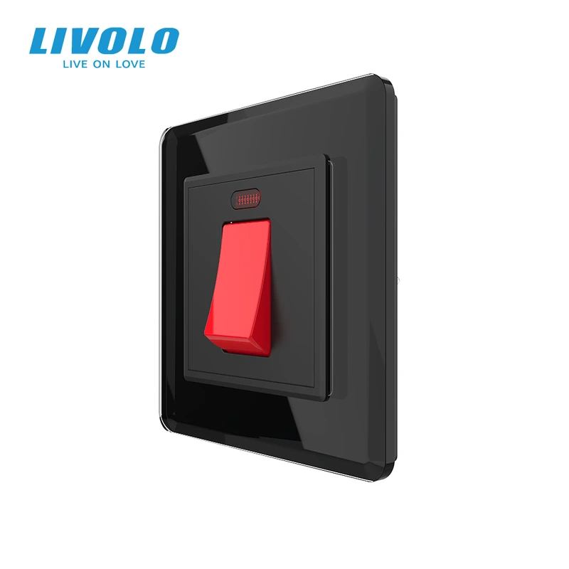 Майстер вимикач 20 ампер LIVOLO чорний 2.5D скло