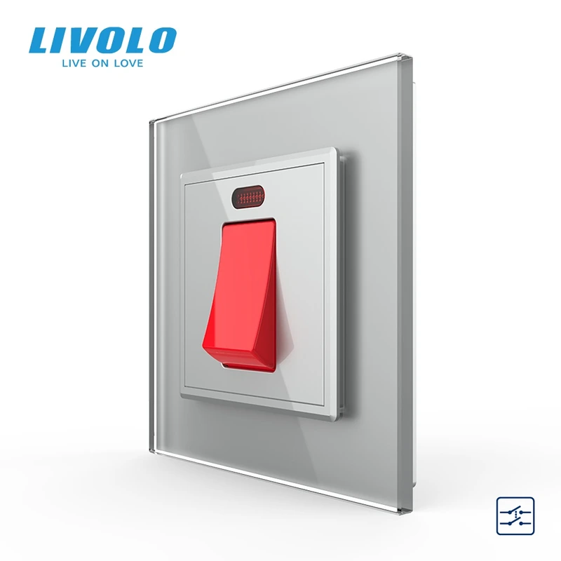 Майстер вимикач 20 ампер LIVOLO сірий матовий скло — Livolo