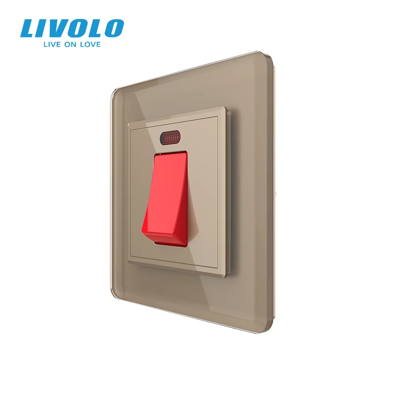 Майстер вимикач 20 ампер LIVOLO золотий 2.5D скло — Livolo