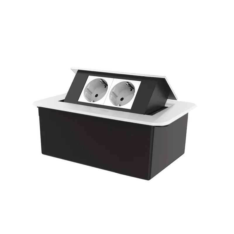 Меблева розетка LIVOLO біла, у стільницю, з інтернет, висувна, з заземленням, плавне відкриття, алюміній (VL-SHS012-TC.CP-WP-W)