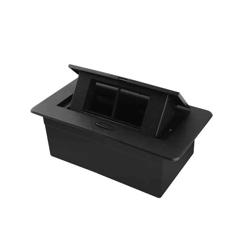 Меблева розетка LIVOLO чорна, у стільницю, з інтернет, висувна, з заземленням, плавне відкриття, алюміній