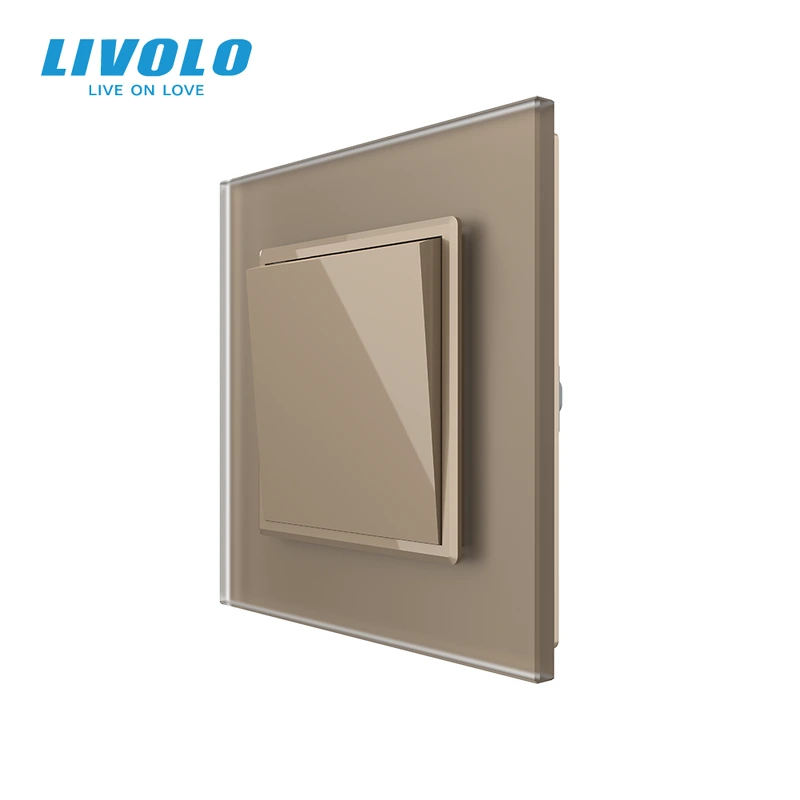 Одноклавішний прохідний вимикач LIVOLO золотий матовий скло — Livolo