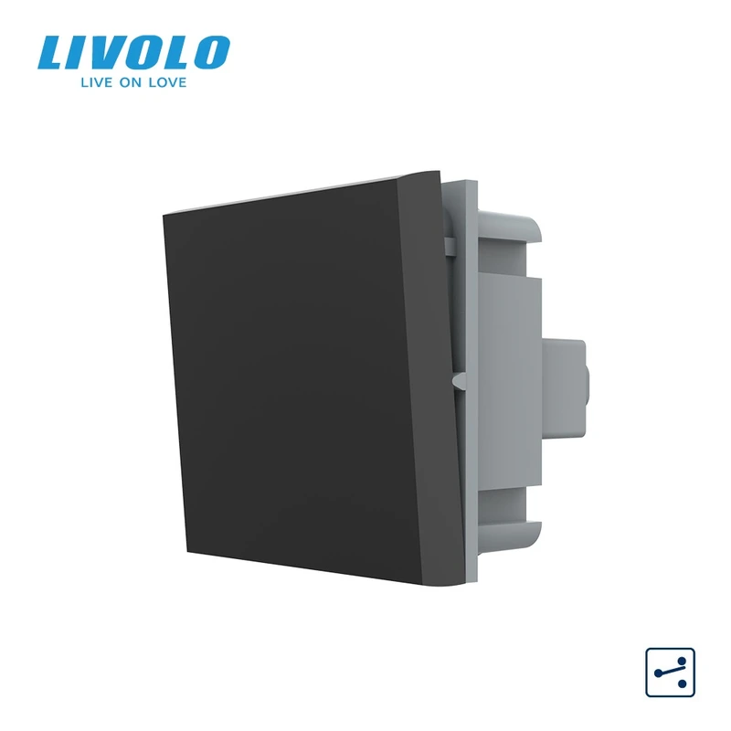 Прохідний вимикач LIVOLO, чорний, модуль без рамки (VL-FCMKS-2BP) — Livolo