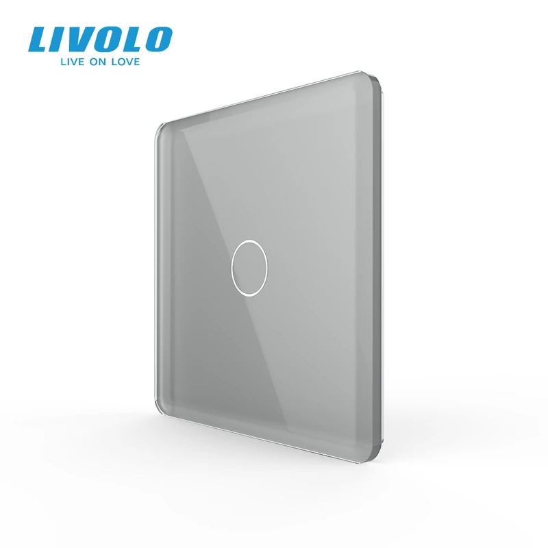 Рамка 1-постова для 1-сенсорного вимикача LIVOLO, загартоване скло, сіра 2.5D, 80×80 мм