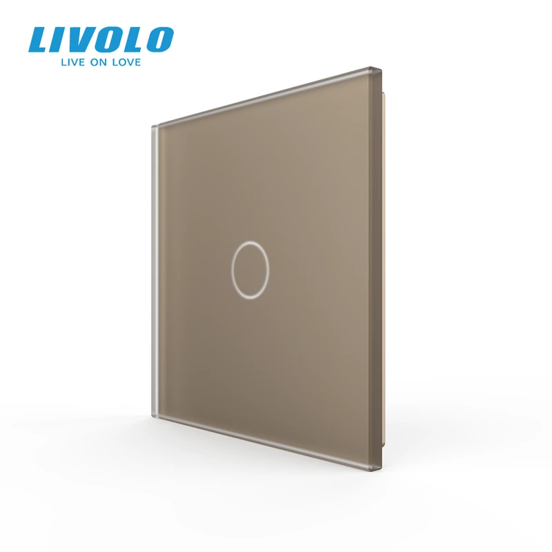 Рамка 1-постова для 1-сенсорного вимикача LIVOLO, загартоване скло, золота матова, 80×80 мм (VL-P701-2AS06)