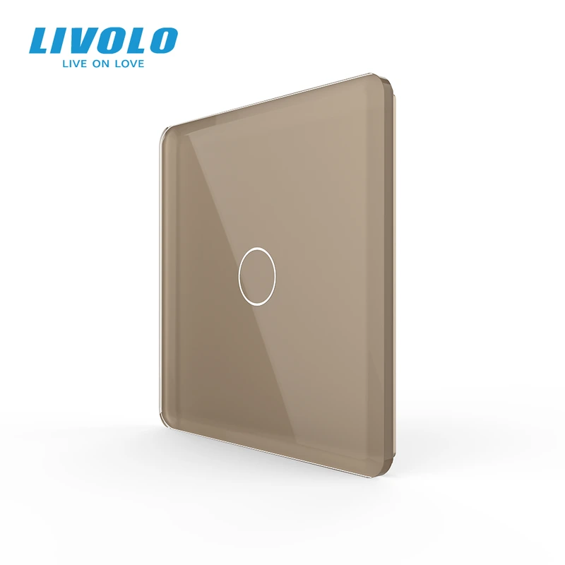 Рамка 1-постова для 1-сенсорного вимикача LIVOLO, загартоване скло, золота 2.5D, 80×80 мм — Livolo