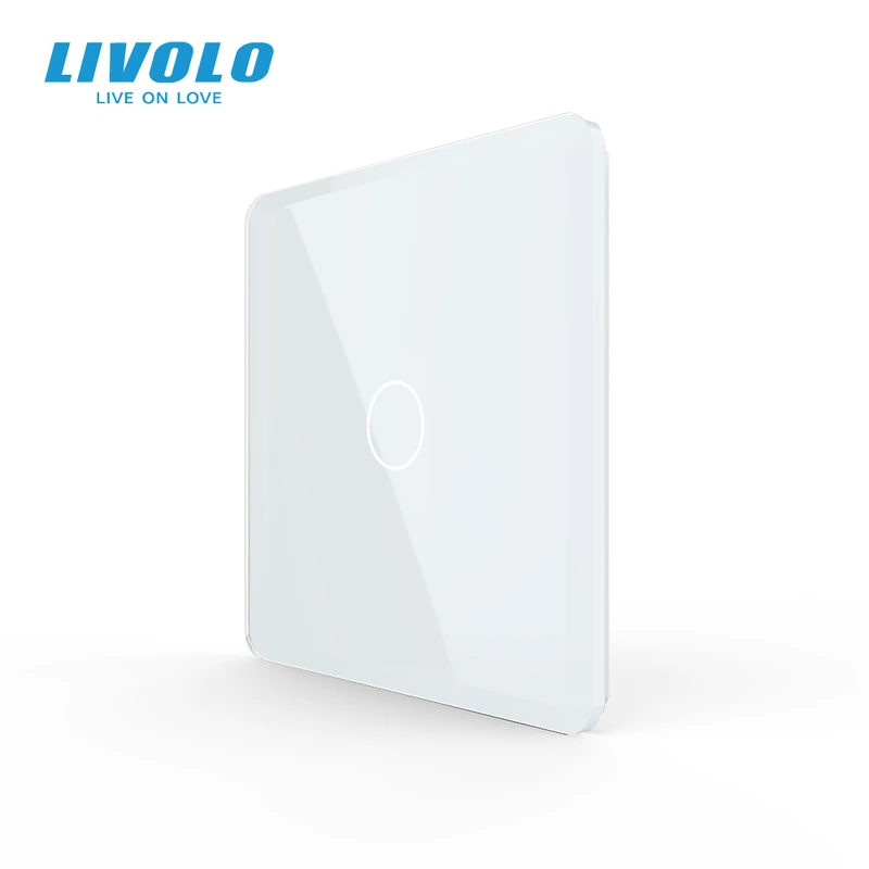 Рамка 1-постова для 1-сенсорного вимикача LIVOLO, загартоване скло, біла 2.5D, 80×80 мм