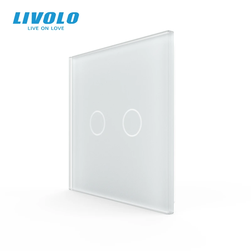Рамка 1-постова для 2-сенсорного вимикача LIVOLO, загартоване скло, біла матова, 80×80 мм (VL-P702-2WS06)