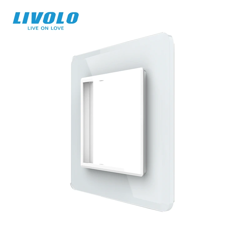 Рамка 1-постова LIVOLO, загартоване скло, біла 2.5D, 80×80 мм