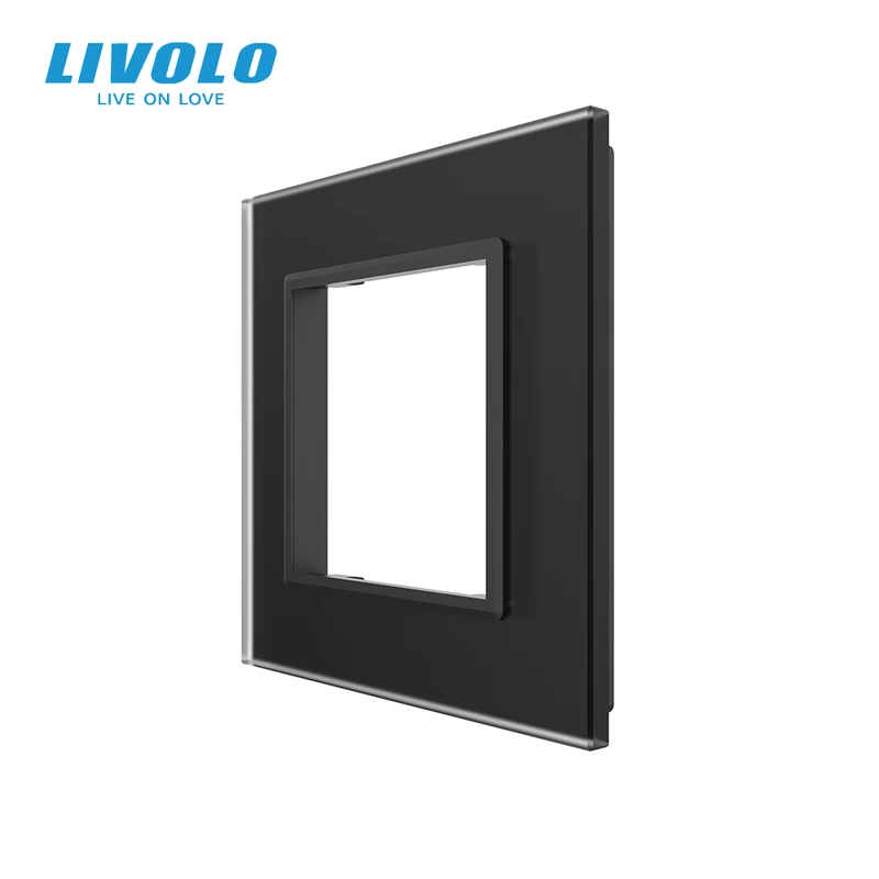 Рамка 1-постова LIVOLO, загартоване скло, чорна матова, 80×80 мм (VL-P7E-2BS06)