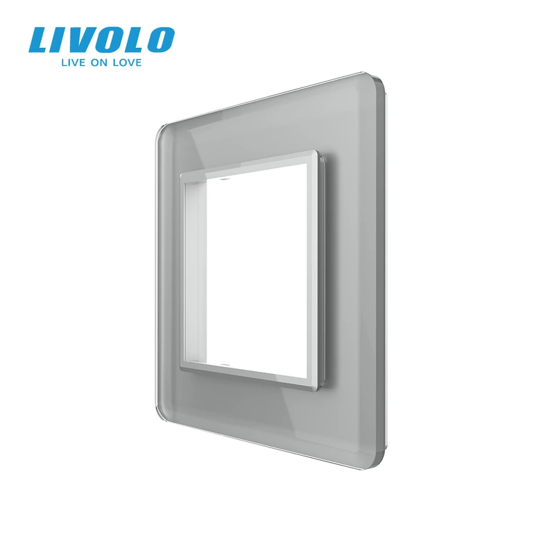 Рамка 1-постова LIVOLO, загартоване скло, сіра 2.5D, 80×80 мм
