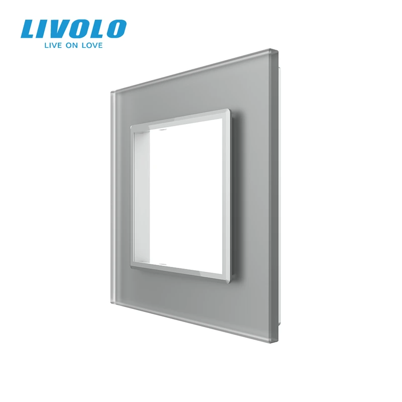 Рамка 1-постова LIVOLO, загартоване скло, сіра матова, 80×80 мм (VL-P7E-2IS06)