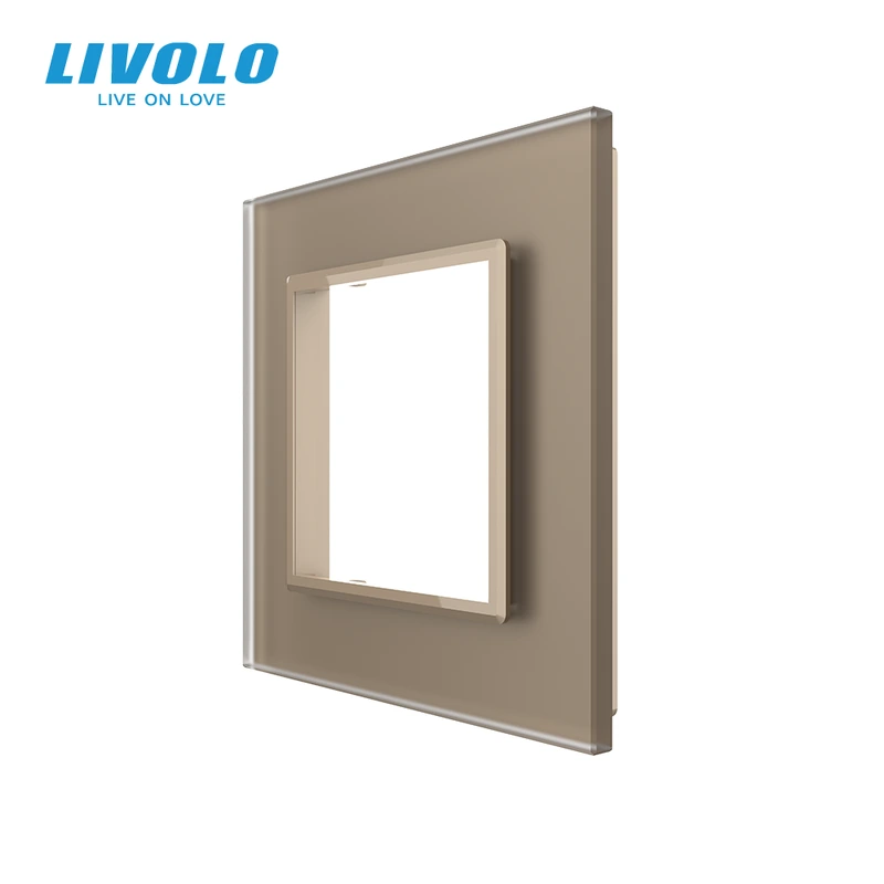 Рамка 1-постова LIVOLO, загартоване скло, золота матова, 80×80 мм (VL-P7E-2AS06)