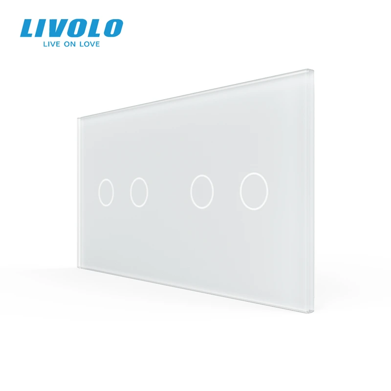 Рамка 2-постова для двох 2-сенсорних вимикачів (2-2) LIVOLO, загартоване скло, біла матова, 151×80 мм (VL-P702/02-4WS06)