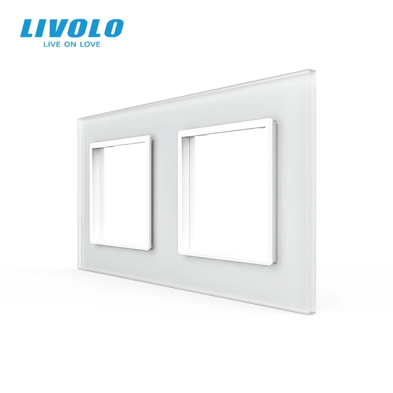 Рамка 2-постова LIVOLO, загартоване скло, біла матова, 151×80 мм (VL-P7E/E-4WS066)
