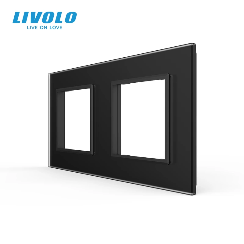 Рамка 2-постова LIVOLO, загартоване скло, чорна матова, 151×80 мм (VL-P7E/E-4BS06)
