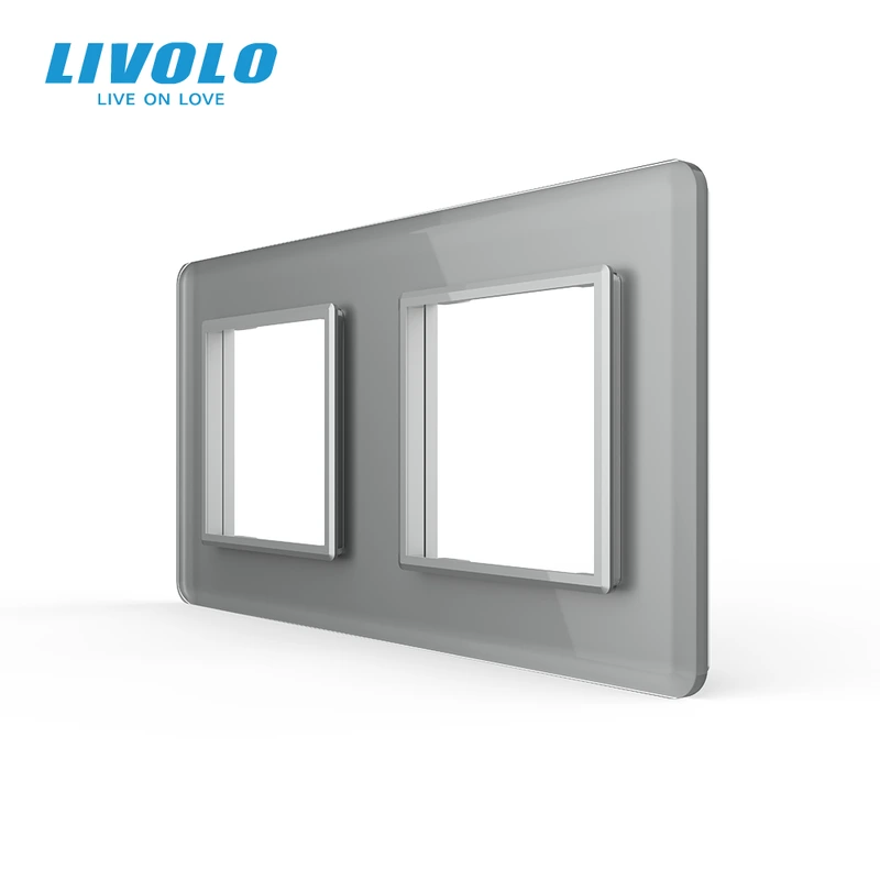 Рамка 2-постова LIVOLO, загартоване скло, сіра 2.5D, 151×80 мм