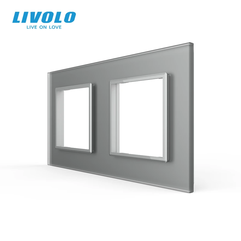 Рамка 2-постова LIVOLO, загартоване скло, сіра матова, 151×80 мм (VL-P7E/E-4IS06)