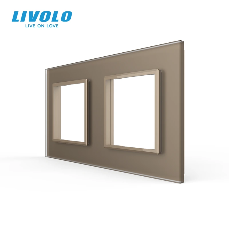 Рамка 2-постова LIVOLO, загартоване скло, золота матова, 151×80 мм (VL-P7E/E-4AS06)