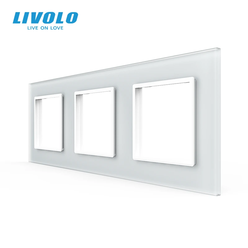 Рамка 3-постова LIVOLO, загартоване скло, біла матова, 223×80 мм (VL-P7E/E/E-6WS06)